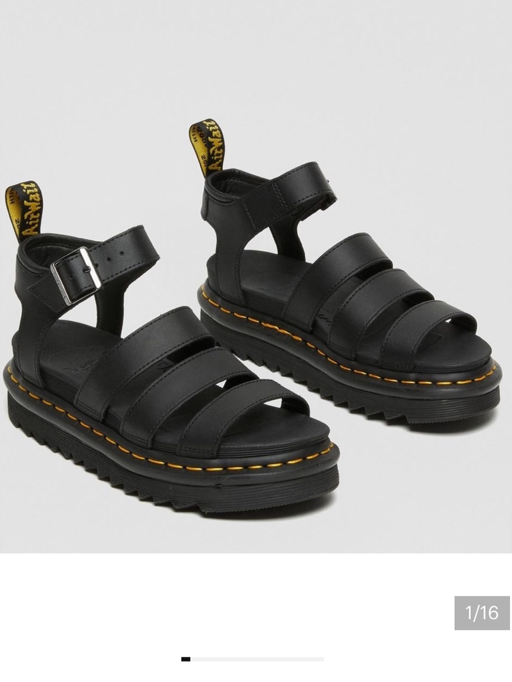 Dr Martens Blaire Hydro Leather Strap Sandals Platform Black Sz 9